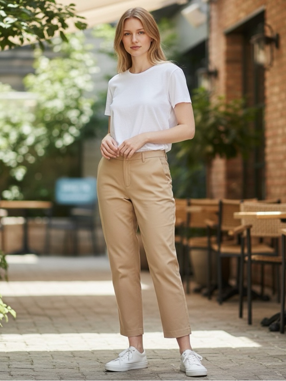 Talbots Heritage Classic High-Rise Cropped Chino Pants in Khaki